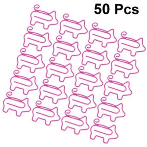 NUOBESTY 50Pcs Paper Clips Cute Animal Shape Bookmark Clips Metal Paper Files Holder Creative Office School Supply (Pink Pig)