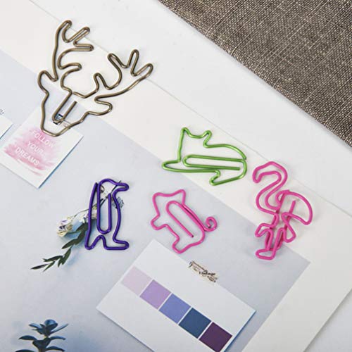 NUOBESTY 50Pcs Paper Clips Cute Animal Shape Bookmark Clips Metal Paper Files Holder Creative Office School Supply (Pink Pig)