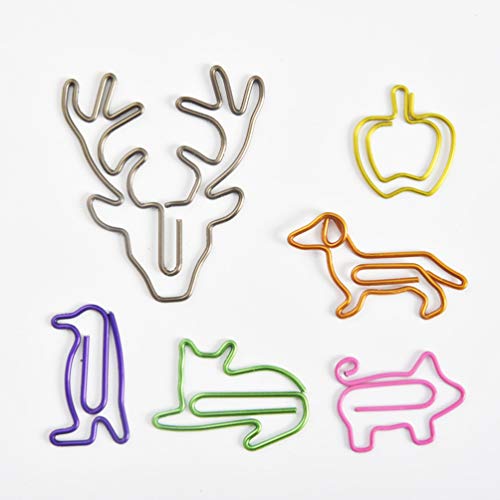 NUOBESTY 50Pcs Paper Clips Cute Animal Shape Bookmark Clips Metal Paper Files Holder Creative Office School Supply (Pink Pig)