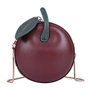 luozzy apple shape pu leather handbag cartoon shoulder bags adjustable strap clutch jelly purse fruit shape gift – fuchsia