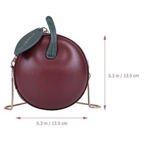 LUOZZY Apple Shape PU Leather Handbag Cartoon Shoulder Bags Adjustable Strap Clutch Jelly Purse Fruit Shape Gift - Fuchsia