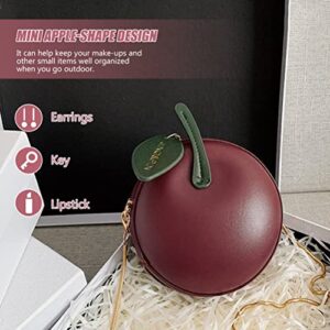 LUOZZY Apple Shape PU Leather Handbag Cartoon Shoulder Bags Adjustable Strap Clutch Jelly Purse Fruit Shape Gift - Fuchsia