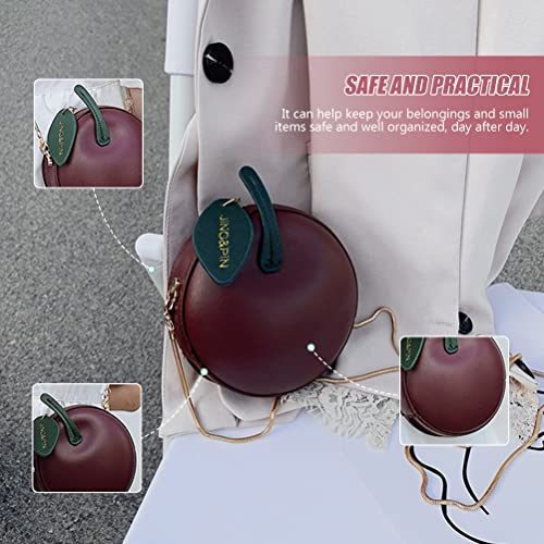 LUOZZY Apple Shape PU Leather Handbag Cartoon Shoulder Bags Adjustable Strap Clutch Jelly Purse Fruit Shape Gift - Fuchsia