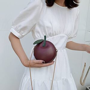 LUOZZY Apple Shape PU Leather Handbag Cartoon Shoulder Bags Adjustable Strap Clutch Jelly Purse Fruit Shape Gift - Fuchsia