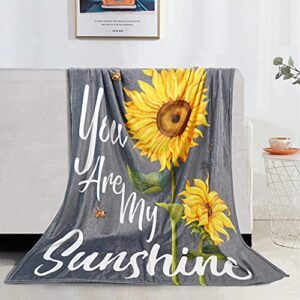 sunflower blanket you are my sunshine blanket sunflower decor sunflower gifts for women/daughter/mom/wife granddaughter blanket soft cozy flannel fleece throw blankets for women 50″x60″