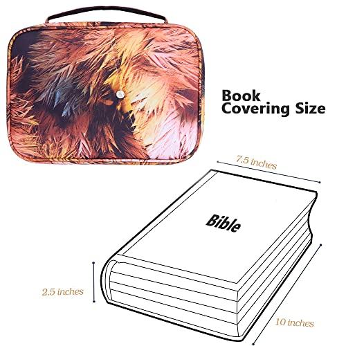 QTKJ Bible Covers for Women with Carrying Handle, Book Cover Case with Zipper Pocket Bible Cover for Mom Ladies Teens Girls, Leaf and Floral Pattern (Colorful)