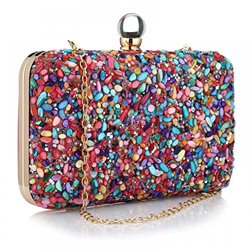 Simcat Women Multicolor Clutch Evening Handbag Shiny Glitter Evening Clutch for Wedding Party Prom (Multi-colored)