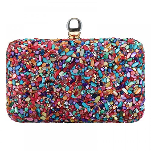 Simcat Women Multicolor Clutch Evening Handbag Shiny Glitter Evening Clutch for Wedding Party Prom (Multi-colored)