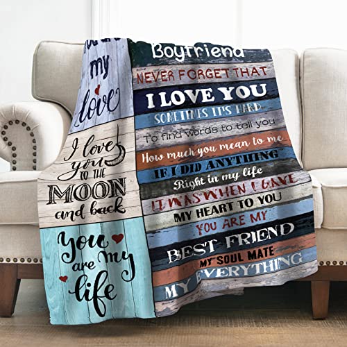 Levens to My Boyfriend Blanket Romantic I Love You Blessing Sweet Gifts for Birthday Anniversary Valentines Christmas Thanksgiving Fathers Day Soft Cozy Smooth Lightweight Plush Throw Blankets 50"x60"