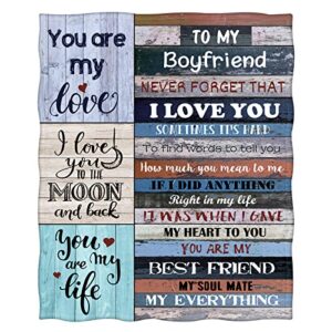 Levens to My Boyfriend Blanket Romantic I Love You Blessing Sweet Gifts for Birthday Anniversary Valentines Christmas Thanksgiving Fathers Day Soft Cozy Smooth Lightweight Plush Throw Blankets 50"x60"