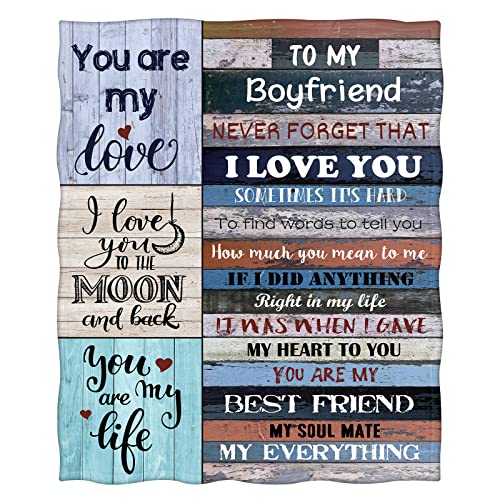 Levens to My Boyfriend Blanket Romantic I Love You Blessing Sweet Gifts for Birthday Anniversary Valentines Christmas Thanksgiving Fathers Day Soft Cozy Smooth Lightweight Plush Throw Blankets 50"x60"