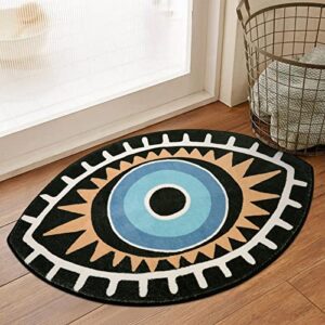 beeiva cute evil eye area rug 2×3 small washable entryway rug non-slip door mat accent throw rugs indoor floor carpet for kitchen bedroom bathroom (black/multi, 2x3ft)