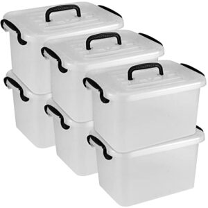 hoigon 6 pack 6.6 quart plastic storage bins with lids and latching handle, clear plastic storage container box for organization and storage