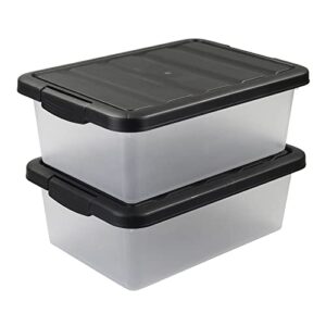 obstnny 14 quart clear storage box, plastic bins for storage with lids, 2 packs
