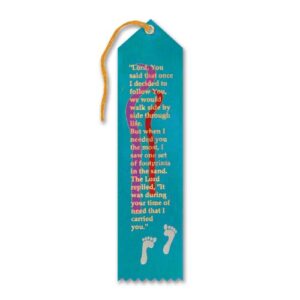beistle ar825 footprints in the sand fabric ribbon bookmark, teal, 2″ x 8″
