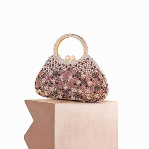 DEBIMY Ladies Elegant Formal Evening Bag Sparkly Clutch Glittering Rhinestone Crystal Handbag and Purse for Wedding Party Purple