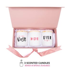 Candle Gift Set for Mom | Box of 3 Scented Candle Gifts | Christmas or Birthday Gifts for a Mom | Best Mom Ever Gifts | Unique Gift Ideas for Mothers Day | Arrive Beautifully Gift Boxed