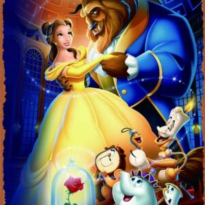 Shvieiart Beauty and the Beast (1991) Movie Poster Vintage Metal Tin Sign ,Wall Decor For Bars,Coffee Bar Decor,Home Wall Decor 12X8 Inch