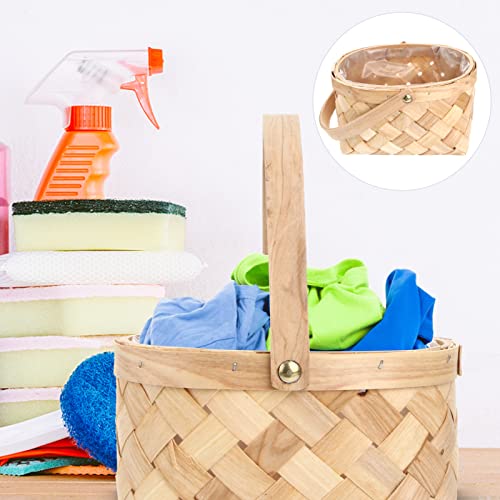 Picnic storage basket Basket Handmade Woven Basket Fruit Basket Wooden Basket with Handle Bread Basket Portable Storage Basket for Home Outdoor storage container Camping picnic basket