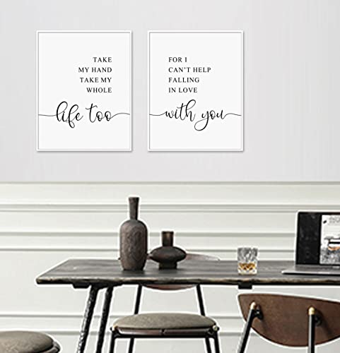 Take My Hand Take My Whole Life Too Wall Decor Romantic Lyrics Wall Art Print Bedroom Signs Love Lyrics Bedroom Decor, Set Of 2 Prints, 11x14inch Unframed