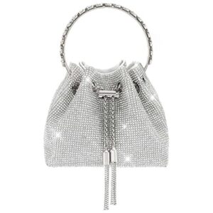 yokawe women’s crystals evening bag bling rhinestone clutch purses silver shoulder bag crossbody bags wedding club party prom handbags