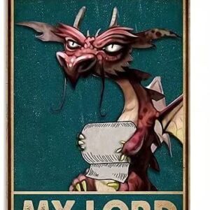 Dragon Retro Funny Metal Tin Signs Printed Metal Poster Your Butt Napkins My Lord Home Art Wall Decor Plaque Bedroom Bathroom Living Kitchen Decoration, 8Inch X 12 Inch