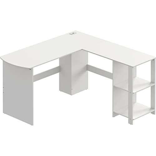 SHW L-Shaped Home Office Wood Corner Desk, White