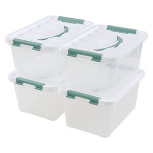 anbers 5.5 quart clear plastic box with lid, 4 packs latch storage bin
