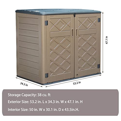 DIYOKAI Thickened Resin Storage Shed Weather Resistance, 38 Cubic Feet Outdoor Storage Cabinet Lockable, Perfect for Backyard, Patio, Garden, Home, Pool