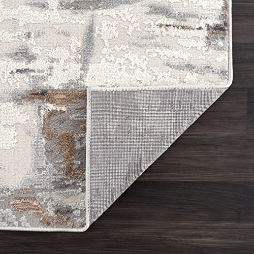 Abani Rugs 6' x 9' Contemporary Grey Paint Strokes Premium Area Rug - No-Shedding Modern Marble Design Dining Room Under Table Rug