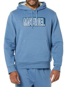 amazon essentials men’s disney sherpa-lined pullover hoodie sweatshirts, marvel logo, medium