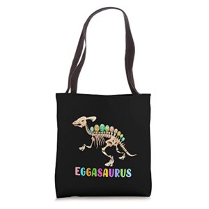 kids easter dino egg hunt dinosaur skeleton eggasaurus tote bag