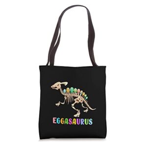 Kids Easter Dino Egg Hunt Dinosaur skeleton Eggasaurus Tote Bag