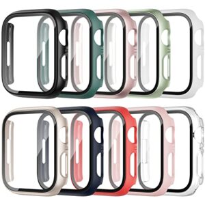 10 pack case for apple watch se 2022/se/series 6/5/4 40mm with tempered glass screen protector, colaxuyi hard pc case anti-scratch cover bumper for iwatch se/6/5/4 40mm accessories starlight
