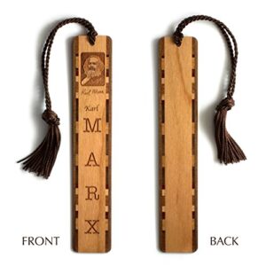 Karl Marx with Signature Engraved Wooden Bookmark with Tassel - Also Available with Personalization - Made in The USA