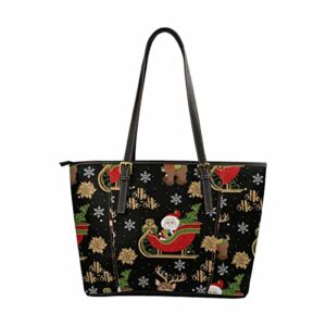 interestprint tote bag for women school work travel and shopping pattern with santa claus