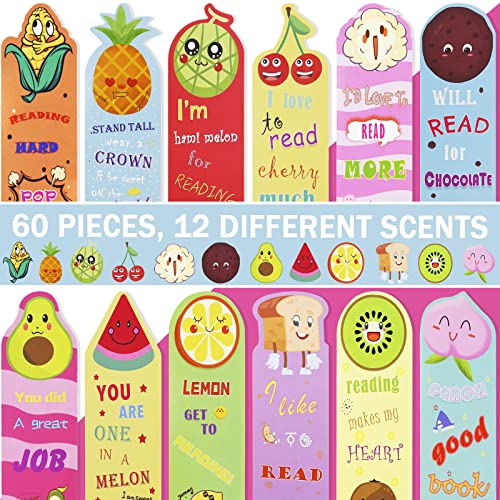 36 Pcs Scented Bookmarks for Kids, Fruit Bookmarks Scratch and Sniff Bookmarks Fruitmarks Bookmarks for Kids Bulk