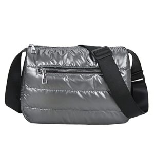 quilted crossbody bag for women puffy shoulder bag padded puffer messenger bag hobo bag with inner pocket