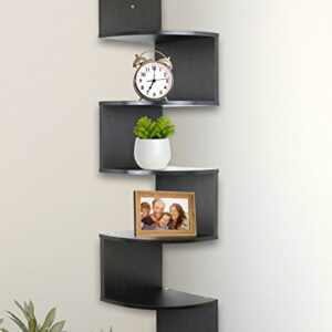 Greenco Corner Shelf 5 Tier Shelves & 4 Cube Intersecting Wall Mounted Floating Shelves Gray Finish