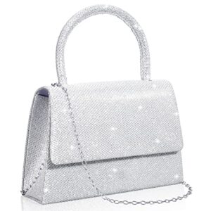 silver evening bag glitter party clutches handle women’s evening handbags small bride wedding purses for women crossbody cocktail prom handbags