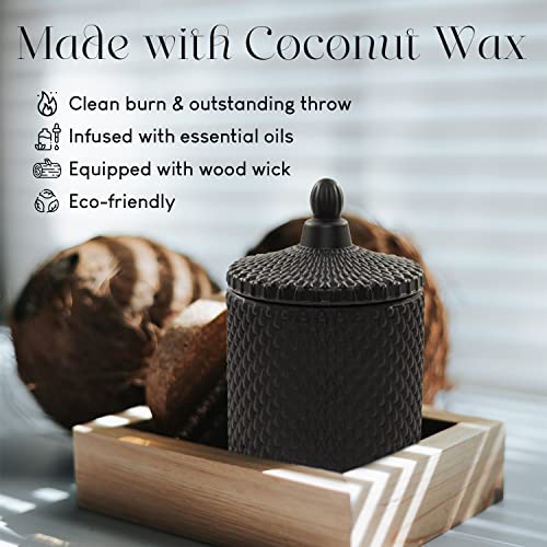 Pretty Lit Scents Mancave Luxury Scented Candles | Cedarwood & Mahogany Candles for Men | Coconut Wax & Essential Oils | Black Candles for Home Scented | Gifts for Men | 84 Hr Burn Time (12oz)