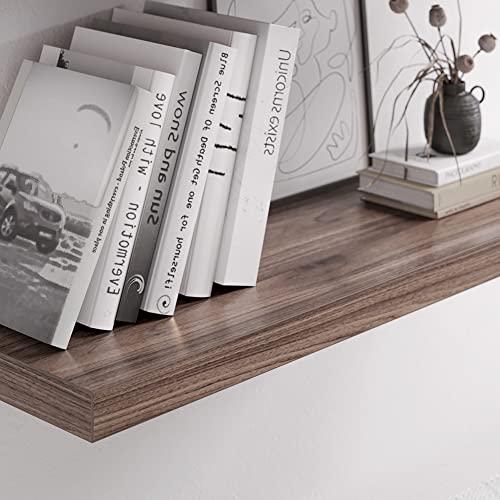 JPND Floating Shelf, Set of 2 Wall Shelves,30 in W x 12.75 in D x 2 in H Wooden Floating Wall Shelf with Invisible Brackets for Living Room/Bedroom/Bathroom/Kitchen Storage and Decor, Walnut