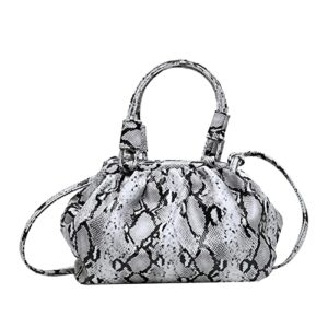 women’s small leather rectangular handbag crossbody purse handbag shoulder bag handle satchel purse boho shoulder bag (sliver)