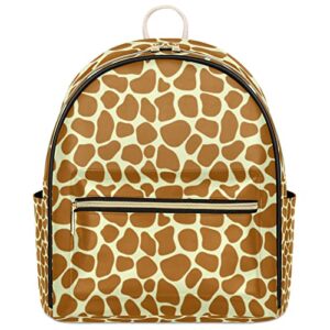 animal print giraffe skin mini backpack purse for women, giraffe skin small backpack leather casual daypacks ladies shoulder bags