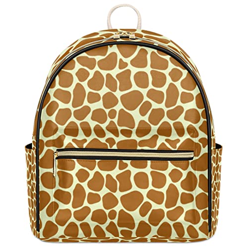 Animal Print Giraffe Skin Mini Backpack Purse for Women, Giraffe Skin Small Backpack Leather Casual Daypacks Ladies Shoulder Bags