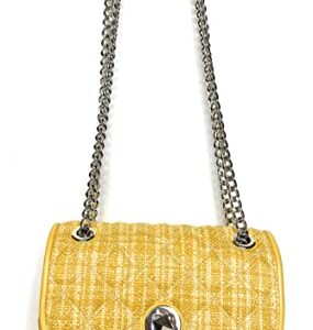 Kate Spade Small Flap Crossbody K6092 Tweed Fabric Cut Mango 800 TOU Yellow