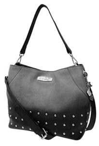harley-davidson women’s ombre effect studded leather hobo purse – gray & black