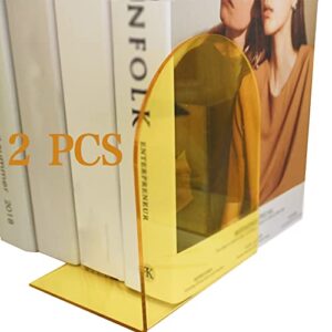 kelendle plastic acrylic bookends pair clear book ends for shelves book stopper desktop organizer bookshelf decor decorative bedroom library office school supplies stationery gift yellow