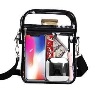 clear bag stadium approved, see through plastic crossbody purse with pockets, adjustable transparent shoulder tote bag