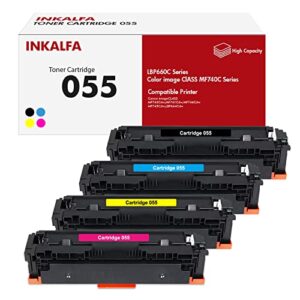 055 055H Toner Cartridge 4 Pack Compatible Replacement for Canon Cartridge 055 055H Color ImageCLASS MF743Cdw MF741Cdw MF745CdwMF746Cdw LBP664Cdw Printer |Black Cyan Magenta Yellow|